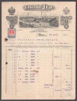 1916 Bécs, J. Heinr. Jta Hutfabrikant fejléces számlája, rajta a gyár látképével