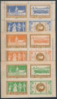1925 A Nemzeti Múzeum Jókai kiállítása 3 klf színű levélzáró négyestömb