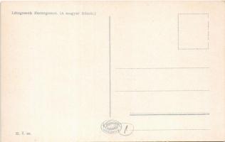 Esztergom, Vízivárosi templom a zárdával és Párkányt összekötő vashíddal. "Látogassuk Esztergom...
