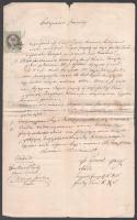 1872-1890 Adásvételi szerződés 50 kr okmánybélyeggel és egy díszes számla Szatmárból, 1+15 kr okmánybélyeggel
