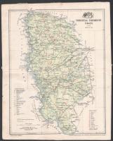 1897 Torontál, Árva és Bars vármegye térképe, kiadja: Posner Károly Lajos és Fia, 3 db, kis szakadásokkal, 29,5×24 cm