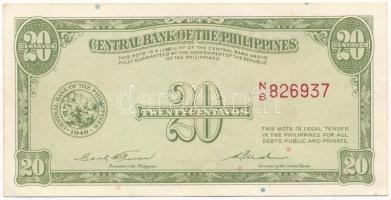 Fülöp-szigetek / Angol kiadás 1949. 20c T:I- Philippines / English issues 1949. 20 Centavos C:AU Krause 130