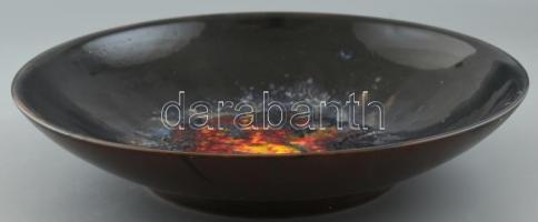 Nag yméretű retro kerámia tál. Mázas, kézzel festett, jelzett, hibátlan. d: 36 cm