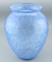 Karcagi,berekfürdői kraklé fátyol üveg váza. Formába öntött, hibátlan. m: 30 cm