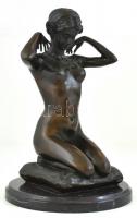 Ponsart, Paul (1882-1915, francia szobrász) - "Női akt" öntött, patinázott bronzfigura, pá...