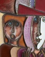 Fajka János (1935): Párok és egyszarvúak, tűzzománc, hibátlan állapotban, igényes keretben 40×24 cm....