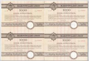 Budapest 1991. "Országos Kárrendezési és Kárpótlási Hivatal" kárpótlási jegye 1000Ft-ról (...