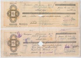 1947-1948. 10db kitöltött váltó, bélyegzésekkel, okmánybélyeggel, lyukasztással érvénytelenítve T:II
