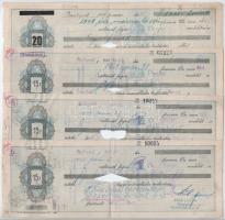 1947-1948. 10db kitöltött váltó, bélyegzésekkel, okmánybélyeggel, lyukasztással érvénytelenítve T:II