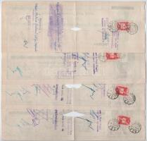 1947-1948. 10db kitöltött váltó, bélyegzésekkel, okmánybélyeggel, lyukasztással érvénytelenítve T:II