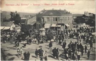 Vratsa, Vratza; Place Hristo Boteff / square, market, shops, monument