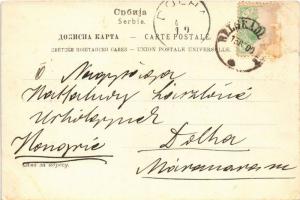 1900 Beograd, Belgrade; König Milanstrasse mit dem königl. Schloss / street view, royal castle (EK)