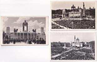 1938 Budapest XXXIV. Nemzetközi Eucharisztikus Kongresszus / 34th International Eucharistic Congress - 3 db régi képeslap / 3 pre-1945 postcards