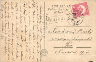 1930 Putnok, látkép. Gregor Károly kiadása + "ÓZD - MISKOLC 42" vasúti mozgóposta bélyegző...