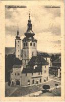 1920 Besztercebánya, Banská Bystrica; Fő tér, templom / main square, church (fl)