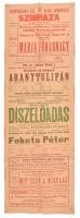 1943 Sopron sz. kir. város város színházának novemberi-decemberi előadásai, plakát, papír, hajtásnyomokkal, kisebb szakadásokkal, lap szélén ragasztás nyomaival, 94,5x31,5 cm