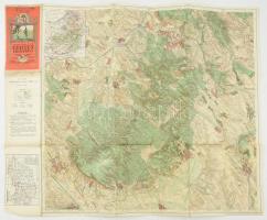 1928 Vértes hegység, Kirándulók térképe 15. sz., 1 : 50.000, M. Kir. Állami Térképészet, a hajtások mentén kisebb szakadásokkal, 76,5x64,5 cm