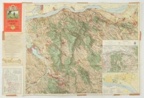 1936 Gerecse és Gete, Kirándulók térképe 11. sz., 1 : 50.000, M. Kir. Állami Térképészet, kisebb szakadásokkal, ragasztott, 82,5x59,5 cm