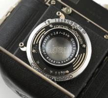 Certo Dollina távmérős fényképezőgép Tessar 50mm f/2.8 objektívvel, eredeti bőr tokjában, szép állap...