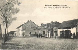 1914 Püspökladány, utca, Rákóczi szálloda, Szűcs László üzlete + PÜSPÖKLADÁNY P.U.