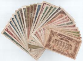 1945-1946. 30db-os Pengő bankjegytétel, közte B-Pengők és Adópengők T:III,III-