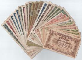 1945-1946. 30db-os Pengő bankjegytétel, közte B-Pengők és Adópengők T:III,III-