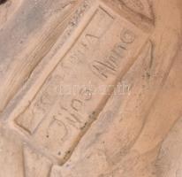 Illés Anna (?) lány népviseletben, mázas kerámia, káézzel festett, jelzett, 1920-40 körül, kisebb cs...