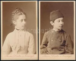 Szabó Istvánné Illéssy Piroska irónő vizitkártya fotója, valamint testvére Illésy Zoltán képe. Mindketten György Aladár (1844-1906) újságíró, művelődéstörténész, könyvtáros nevelt gyermekei