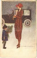 1923 Italian lady art postcard, Christmas. Anna & Gasparini 505-2. s: Nanni (EB)