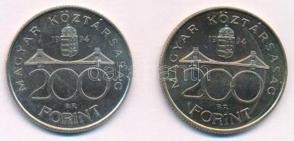 1994. 200Ft Ag "Deák" (2x) T:1- patina Adamo F13.1