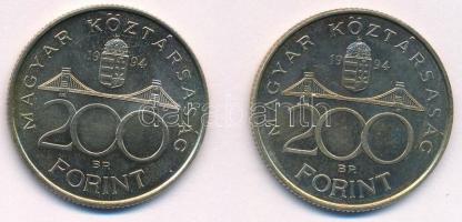 1994. 200Ft Ag "Deák" (2x) T:1- patina Adamo F13.1