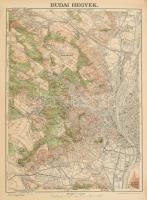 cca 1930-1940 5 db Budai hegyek térképe, terv.: Dr. Vigyázó János, 1 : 50.000, Bp., M. Kir. Állami T...