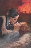 1923 Italian lady art postcard, romantic couple. Proprieta artistica riservata. Selectio Serie 1056-1. artist signed