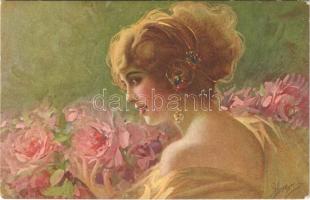 1924 Italian lady art postcard. Proprieta artistica riservata. Selectio Serie 1084. artist signed (EK)