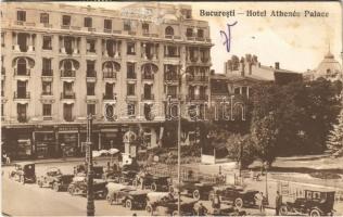 1928 Bucharest, Bukarest, Bucuresti, Bucuresci; Hotel Athenée Palace / hotel, shops, automobiles (fl)