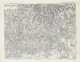 cca 1920 3 db Börzsönyi hegység térképe, 1 : 75.000, Bp., Turistaság és Alpinizmus, 41,5x29,5 cm + 4...