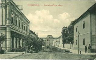 1911 Belovár, Bjelovar; Preradoviceva ulica, Národne Kavana / street, cafe / utca, Nemzeti Kávéház. W.L. Bp. 7211. 1911-13.