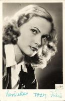 Tóth Júlia színésznő aláírása dedikált fotólapon