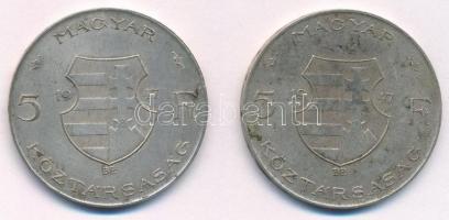 1947. 5Ft Ag "Kossuth" (2x) T:3 patina Adamo F8.1