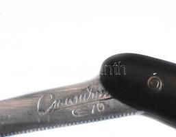 Késes borotva bakelit nyéllel, Szovjetunió jelzéssel, h: 24 cm, rozsdás