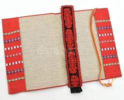 Kézimunkás textil könyvborító és nemez könyvjelző, 23,5x17,5 cm és 28x4,5 cm