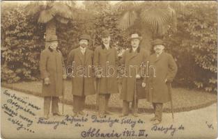 1912 Abbazia, Opatija; Füzesséry dr. ispán, Selley dr., Baloghy dr. (jogász, később Magyarország igazságügy-minisztere), Ruszinkó dr. E. Jelussich photo (Rb)