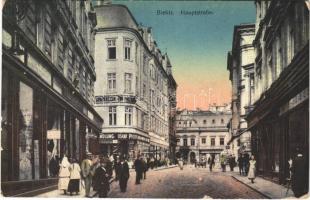 1918 Bielsko-Biala, Bielitz; Hauptstraße / main street, shops, savings bank (small tear)