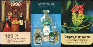 2021-1999 Vegyes gyógynövények, gyógyszertárak témájú kártyanaptár tétel, 19 db, közte több Őrangyal...