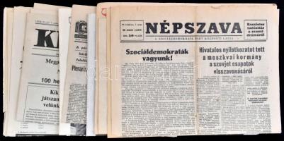 1947-2006 Vegyes újság tétel: Népszava, Kossuth Népe, Országgyűlési tudósítások, Kis Ujság, stb., összesen 13 db, közte 3 db 1956. novemberi