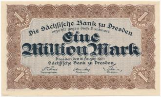 Németország / Weimari Köztársaság / Szász Bank, Drezda 1923. 1.000.000M szükségpénz T:I,I- Germany / Weimar Republic / Sächische Bank, Dresden 1923. 1.000.000 Mark necessity note notgeld C:UNC,AU