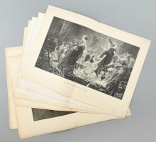 cca 1890-1900 20 db nagyobn méretű német vagy osztrák fametszetű illusztráció, néhányon kisebb szakadással