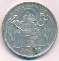 1939. 5P "Horthy balra" Ag T:1-,2 patina, kis ph.-k 
Adamo P8.2