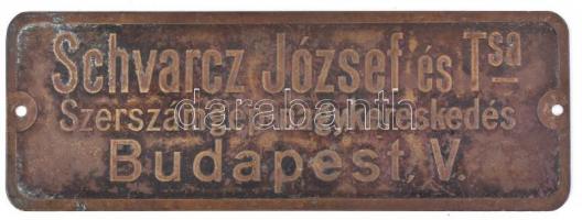 Schvarcz József és Tsa Szerszámgép-nagykereskedés Bp. V. réz tábla, 12x4,5 cm