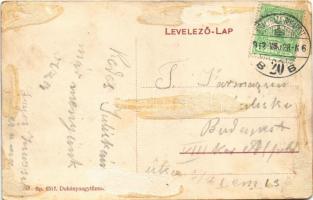 1912 Békéscsaba, Fő tér, piac, üzletek (ragasztónyom / gluemark)